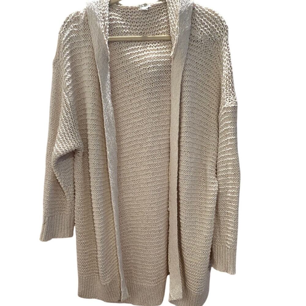 Aerie Hooded Knit Cardigan Cream Cozy Oversized Open front Boho SizeL/XL